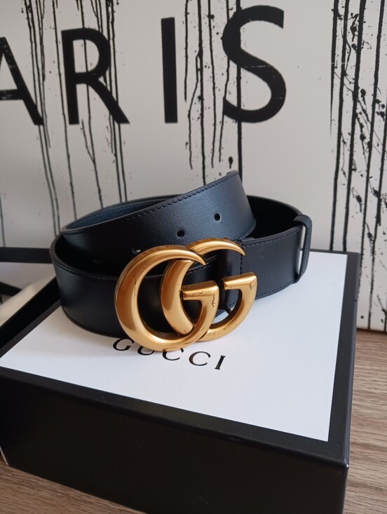 Gucci Accessories - Gucci Black Leather Belt With Double GG Buckle Size 80-32